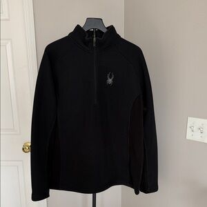 Spyder Core Waffle Knit & Fleece 1/2 Zip Pullover in Black: XL
